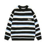 Unisex Sweater Autumn Striped Embroidered Sweater