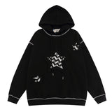 Men Hoodie Cartoon Puff Print Oversize Hip Hop Retro Couple Hooded Sweater