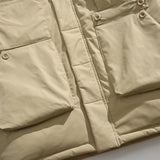 Unisex Winter Cotton Coat Three-Dimensional Pocket Decoration Workwear Cotton Coat Retro Stand-up Collar Cotton-Padded Clothes
