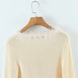 Women Sweater Knit Wear Autumn Short Fur Collar Knitted Cardigan Single-Breasted Top