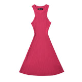 Women Dresses Summer round Neck Sleeveless Cold-Shoulder Sexy Skirt (Xds0414)