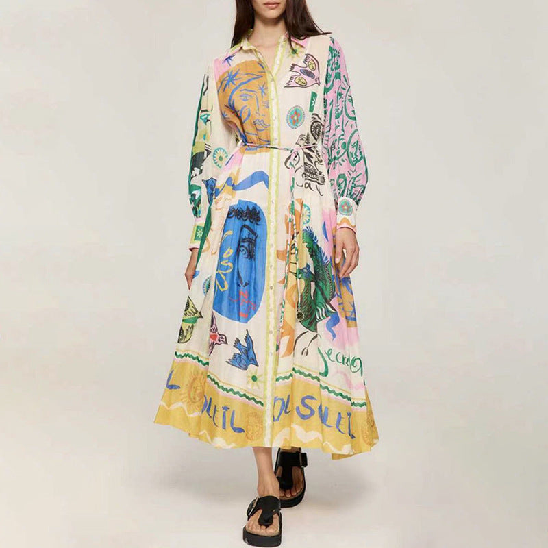 Women Dresses Spring Dress Single-Breasted Dress (Qymy0409)