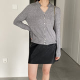 Women Cardigan Sweater Autumn Single Breasted Loose-Fitting V-neck Long Sleeves Knitted Sweater Cardigan 8t8306