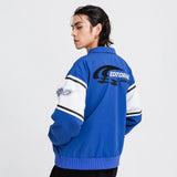 Men Jacket Coat Racing Suit Men's Color Matching Color Contrast Embroidered Letter Jacket Coat Loose