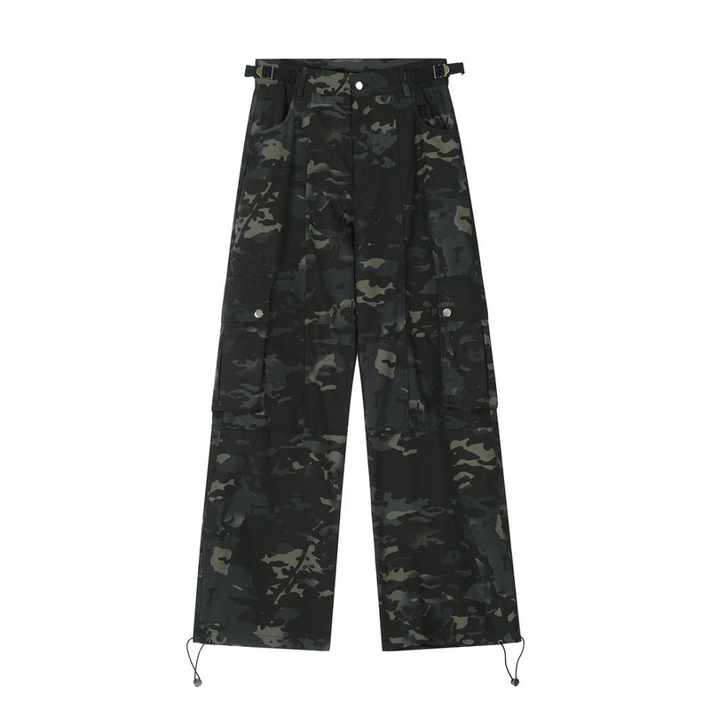 Men Sweatpants Overalls Camouflage Trousers Sports Casual Camouflage Pants Loose Straight Drawstring Jogger Pants
