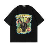 Men T Shirt Vintage Print Short Sleeves T-shirt