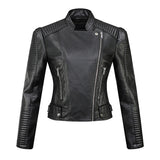 Women Leather Jacket Short Jacket Zipper Casual Cotton Line Pu Short Coat Motorcycle Clothing