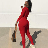Women Jumpsuit Summer Long-Sleeve Slim Fit Hip Raise