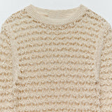 Women Knit Beach Cover Winter Knitting Midi Dress Knitted Hollow out Long Sleeve Dress