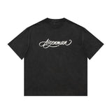 Men T Shirt Washed Distressed Short Sleeve Printed T-shirt