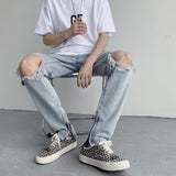 Men Jeans Ripped Jeans Men's Summer Loose Straight Wide Leg Pants