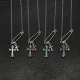 Chrome Hearts Necklace Vintage Double Cross Pin Male and Female Collarbone Chain