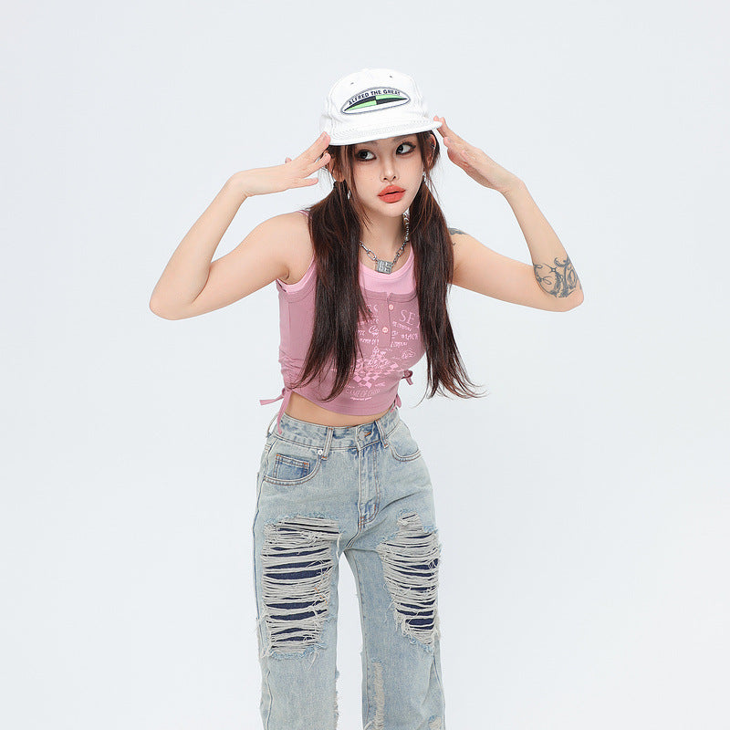 Women Vest Vintage Slim Fit Short Vest