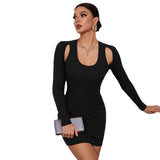 Women Dress Sexy off-the-Shoulder Bag Hip Dress