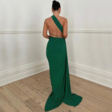 Women Dresses Autumn Sexy Backless Hollow-out Tube Top Split Dress