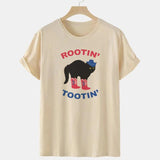 Western Vintage Cowboy Cat T Shirt Women Cotton Short Sleeve