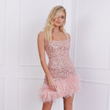Women Dresses Sequin Sling Dress Sexy Sleeveless Square Collar Hip Skirt (Zns0409)