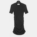 Women Dresses round Neck Hip Skirt Short Sleeve Dress