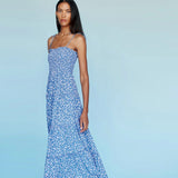 Robe Bridgerton Blue Printed Long Slim Strap Dress