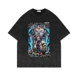 Washed short-sleeved T-shirt oversize