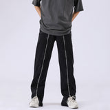 Men Jeans Vintage Zipper Adjustable Men and Women Straight-Leg Trousers
