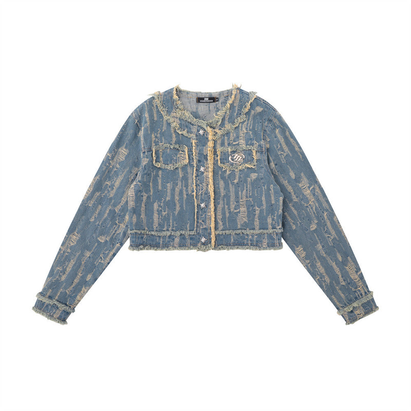 Women Jacket Denim Jacket XINGX Button Cardigan Long Sleeve Jacket