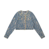 Women Jacket Denim Jacket XINGX Button Cardigan Long Sleeve Jacket