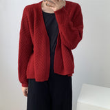 Women Cardigan Sweater Hollow-out Knitted Cardigan Coat Vintage Top for Women 8t3083