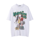 Men Vintage T-Shirt Character Printed round Neck Short Sleeve T-shirt