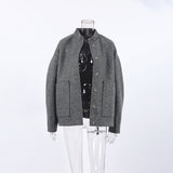 Women Trench Coat Autumn and Winter Gray Woolen Coat for Women