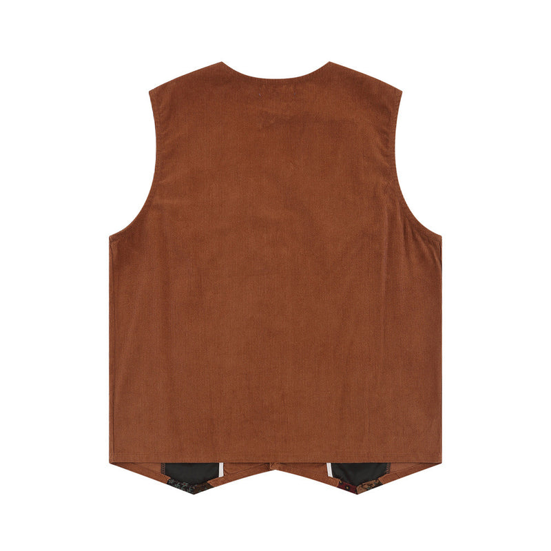 Men Vest Corduroy Vest Loose Color Matching V-neck Patchwork Cardigan