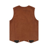 Men Vest Corduroy Vest Loose Color Matching V-neck Patchwork Cardigan