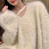 Women Knitwear Autumn and Winter V-neck Knitwear Loose Sweater