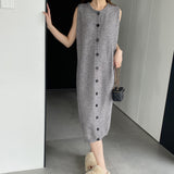 Women Knitted Two-Piece Set Knitted Cardigan Vest Skirt Two-Piece Set A3120