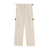 Men Sweatpants Cargo Straight-Leg Trousers Men's Zipper Pocket Loose Wide Leg Pants