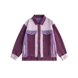 Unisex Jacket Purple Denim Top Spring and Autumn Coat Men's and Women's Jacket