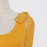 Women Dresses Summer Strappy Bow Long Dress (Qymy0409)