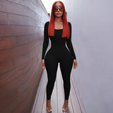 Women Jumpsuit Winter New Sexy Backless Lace up Slim Fit Long Sleeve Jumpsuit