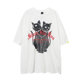 Men T Shirt Summer Washed Distressed Printed Short Sleeve T-shirt