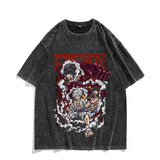 Anime Nika Luffy Washed Old Retro T-Shirt Short Sleeve