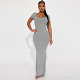 Women Dresses Spring and Summer Sexy Backless Short Sleeve Dress