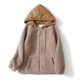 Women Jacket Autumn and Winter Fleece Fur Integrated Hooded Sweatshirt Cardigan