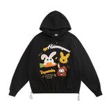 Men Hoodie Cartoon Flocking Casual Hooded Sweater for Men and Women