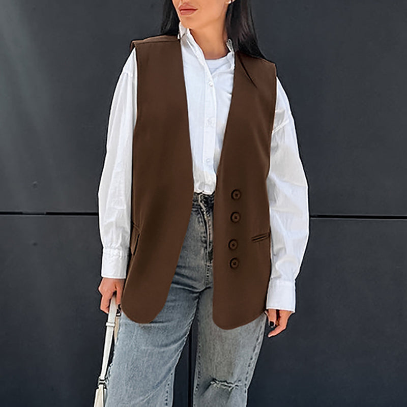 Women Trench Coat Casual Vest Coat
