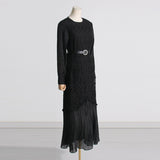 Women Dresses Spring Embroidery Mesh Dress Long Dress (Qymy0409)