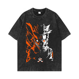 Retro washed old cotton t-shirt men's ONE PIECE loose short sleeves