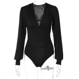 Women Jumpsuit Spring and Summer Sexy V-neck Slim-Fit Long Sleeve Jumpsuit