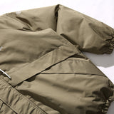 Unisex Winter Cotton Coat Pocket Decorative Hooded Cotton-Padded Coat Vintage Loose and Warm Cotton-Padded Coat