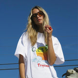 Retro Oversized Tropical Beach T-Shirts Summer Short Sleeve
