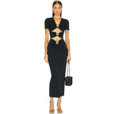 Women Dresses Bandage One-Piece Dress Sexy Short Sleeve Party Formal Dress (Ont0408)